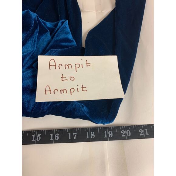 Dress Velvet Glam Pinup Sheath Holiday Party Dance Timeless Womens Size XL Blue - Picture 6 of 10